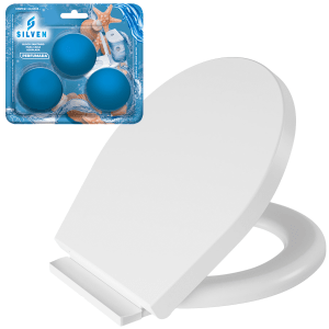 Tampa Assento Sanitário Almofadado Oval Removivel Fecha Suave com Amortecedor branco Universal + Bloco Pedra Aromatizador Sanitario para Caixa Acoplada