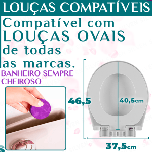 Tampa Assento Sanitário Almofadado Oval Removível Fecha Suave Amortecedor branco Universal + Bloco Pedra Aromatizador Sanitário para Caixa Acoplada