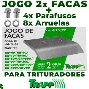 Jogo Facas Lâminas Com Parafusos Triturador TRF 60 70 80 80G 80M 90 300 300F 400 400F JK 700TRP 40