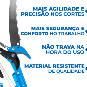 Serrote De Poda Profissional Serra e Poda de Galhos Altos de Arvores com Guilhotina Tesoura SILVEN