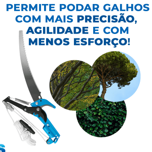 Serrote De Poda Profissional Serra e Poda de Galhos Altos de Arvores com Guilhotina Tesoura SILVEN
