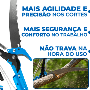 Serrote De Poda Profissional Serra e Poda de Galhos Altos de Arvores com Guilhotina Tesoura SILVEN