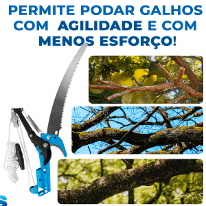 Serrote De Poda Profissional Serra e Poda de Galhos Altos de Arvores com Guilhotina Tesoura SILVEN