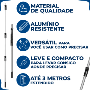Serrote Podador Poda Galhos Altos Cabo Extensível Telescópico 3m