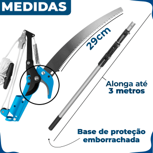 Serrote Podador Poda Galhos Altos Cabo Extensível Telescópico 3m