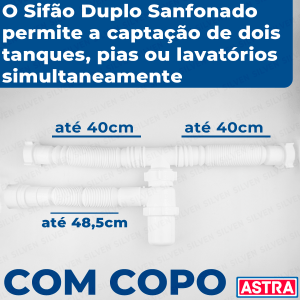 Sifão Universal Sanfonado Duplo Com Copo Astra