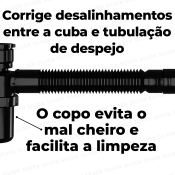 Sifão Sanfonado Universal Copo Preto - Astra