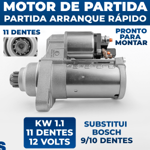 Motor Partida Arranque Rápido 11 Dentes Gol Fox Voyage Golf Polo G5 G6 Crossfox Spacefox Spacecross