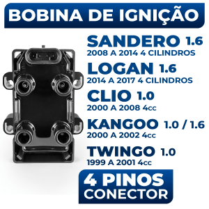 Bobina de Ingição Sandero Clio Logan 1.0 1.6 8v 7700274008