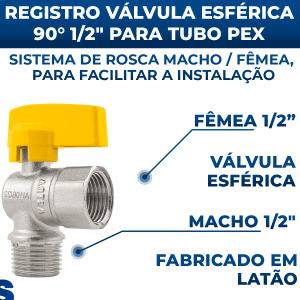 Kit Conexões Gás Tubulação 1/2" 16mm  Pex GLP GN Registro 90º Espigão Cotovelo Rosca Móvel