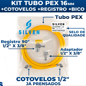 Kit 16 Metro Tubo Pex 16mm P/ Gás + Cotovelos + Registro + Adaptador