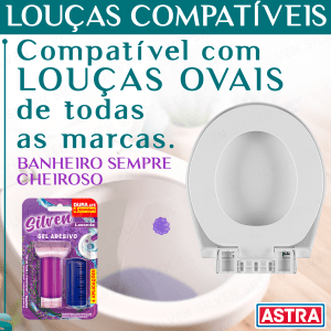 Assento Sanitário Almofadado Oval Fecha Suave + Gel Adesivo Cheirinho Lavanda