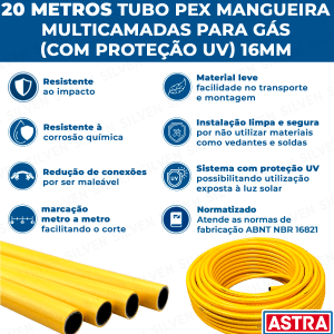 Tubo Pex para Gás 20 Metros 16mm Multicamadas  Tubulação Pex com Proteção Uv