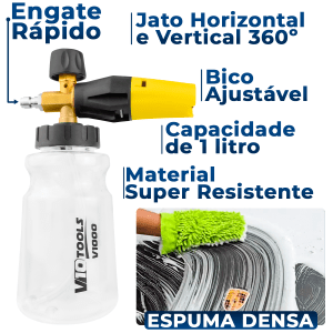 Canhão de Espuma Snow Foam Alta Pressão Engate Rápido V1000