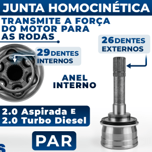 Junta Ponteira Homocinética Tracker 2.0 2001 2002 2003 2004 2007 2008 2009 29x26 Gasolina Diesel