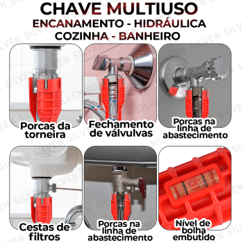 Chave Hidráulica Multifuncional 8 Em 1 Instalação Pia Registro Encanamento