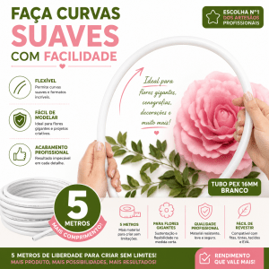 Tubo PEX Moldável 16mm Branco - 5 Metros | Caule para Flor Gigante