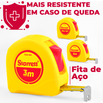 Kit 3 Trena De Bolso 3m 5m 8m Starrett Amarela