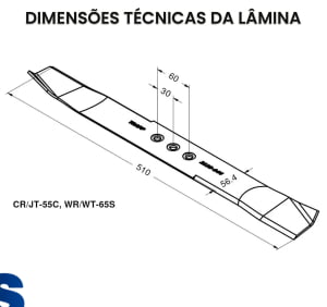Kit Lâmina 51cm para Cortador de Grama Trapp com Parafusos