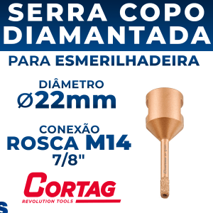 Serra Copo Diamantada 6mm Para Esmerilhadeira M14 Cortag Porcelanato Granito Mármore Cerâmica