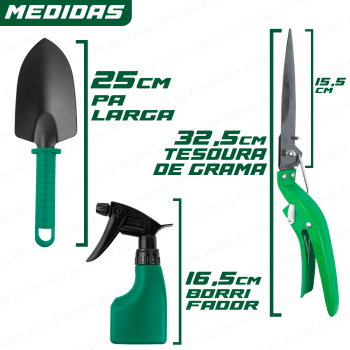 Kit Para Jardinagem Tesoura Poda Horta 10 Peças Com Maleta