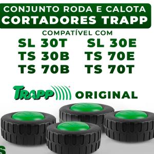 Kit 04 Rodas + Calotas P/ Cortador De Grama SL 30T TS 70Trapp