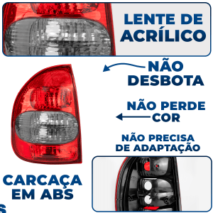 Lanterna Traseira Fumê Corsa Sedan 2000 2001 2002 Classic 2005 2006 2007 2008 2009 2010 Acrílico