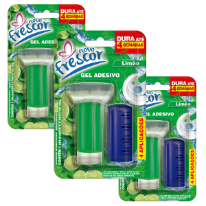 Kit 3 Aplicador Gel Adesivo Detergente Sanitário Limão Refil 4 Aplicações 28g