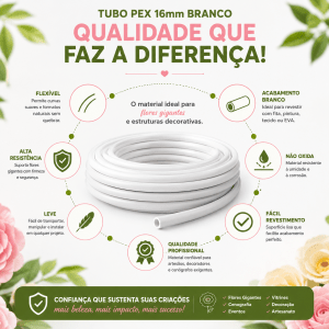 Tubo PEX Moldável 16mm Branco - 20 Metros | Caule para Flor Gigante