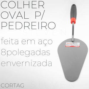 Colher de Pedreiro Aço Oval 8 polegadas Cortag Assentamento de tijolos, aplicação de argamassa, chapisco ou reboco em alvenarias