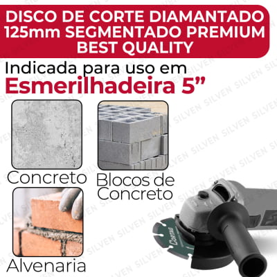 Disco Segmentado Diamantado Corta Concreto Premium Cortag 125mm