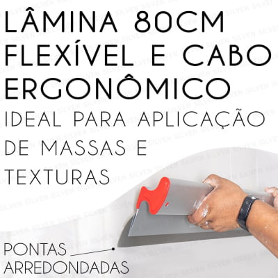 Desempenadeira Berox Aço Inox Flexível 80cm Massa Corrida