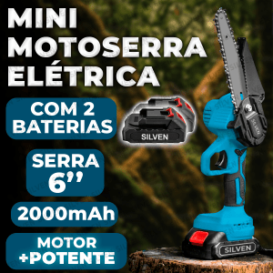 Kit Mini Motosserra Elétrica 2 Baterias Portátil Forte 6 polegada + Maleta + Chave Phillips + Chave Biela + Carregador 