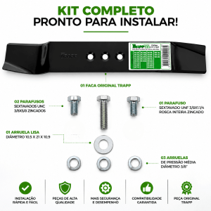 Faca para Cortador de Grama Trapp Original 2111527 com Kit de Fixação