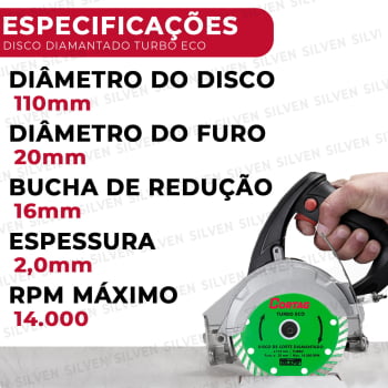 Kit 2 Discos de Corte Diamantado para Granito 110mm x 20mm Turbo Cortag