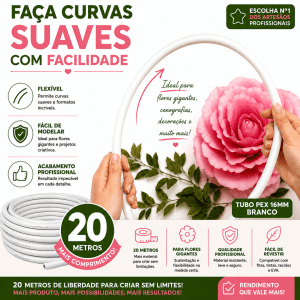 Tubo PEX Moldável 16mm Branco - 20 Metros | Caule para Flor Gigante Tubo PEX Moldável 16mm Branco - 20 Metros | Caule para Flor Gigante