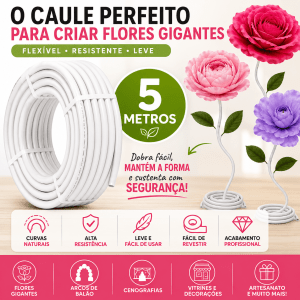 Tubo PEX Moldável 16mm Branco - 5 Metros | Caule para Flor Gigante Tubo PEX Moldável 16mm Branco - 5 Metros | Caule para Flor Gigante