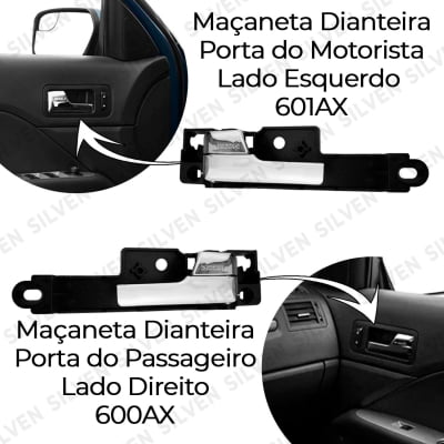 Macaneta Puxador de Porta Interna Dianteira Ford Fusion 2006 até 2012 - Silven Peças Automotivas