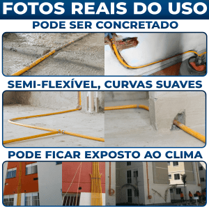  Kit 1 a 15 Metros Tubo Pex Gás de Cozinha 16mm + Cotovelos Tubulação Pronto para Uso