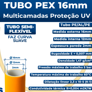  Kit 1 a 15 Metros Tubo Pex Gás de Cozinha 16mm + Cotovelos Tubulação Pronto para Uso