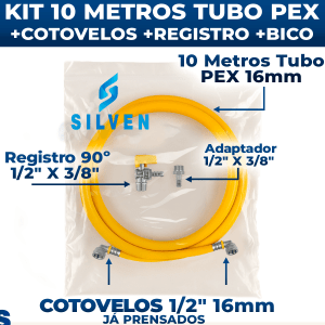 Kit 10 Metros Tubo Pex 16mm Para Gás + Cotovelos + Registro Angular + Bico Espigão 