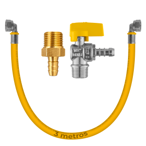 Kit 3 Metros Tubo Pex 16mm Multicamada Para Gás + Cotovelos + Registro Angular + Bico Espigão Adaptador Kit 3 Metros Tubo Pex 16mm Multicamada Para Gás + Cotovelos + Registro Angular + Bico Espigão Adaptador