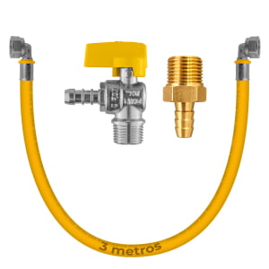 Kit 3 Metros Tubo Pex 16mm Multicamada Para Gás + Cotovelos + Registro Angular + Bico Espigão Adaptador