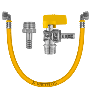 Kit 5 Metros Tubo Pex 16mm Multicamada Para Gás + Cotovelos + Registro Angular + Bico Espigão Adaptador