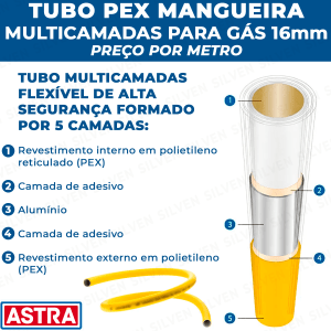 Tubo Pex 16mm Preço Por Metro Para Gás Tubulação GLP GN  ASTRA