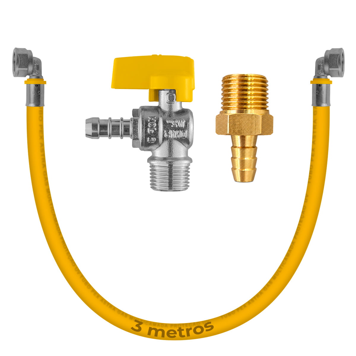 Kit 3 Metros Tubo Pex 16mm Multicamada Para Gás + Cotovelos + Registro Angular + Bico Espigão Adaptador